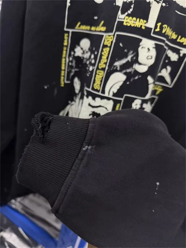 Autumn Winter New Saint Graffiti Print Vintage Washed High Street Casual Loose Cotton Versatile Hoodie Trendy Sports Top Men — image 14