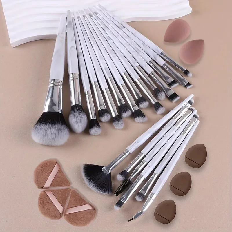 28pcs Ultimate Makeup Brush Set with Large Powder Blush Contour Foundation Concealer & Eyeshadow Brushes - Includes Water Dr