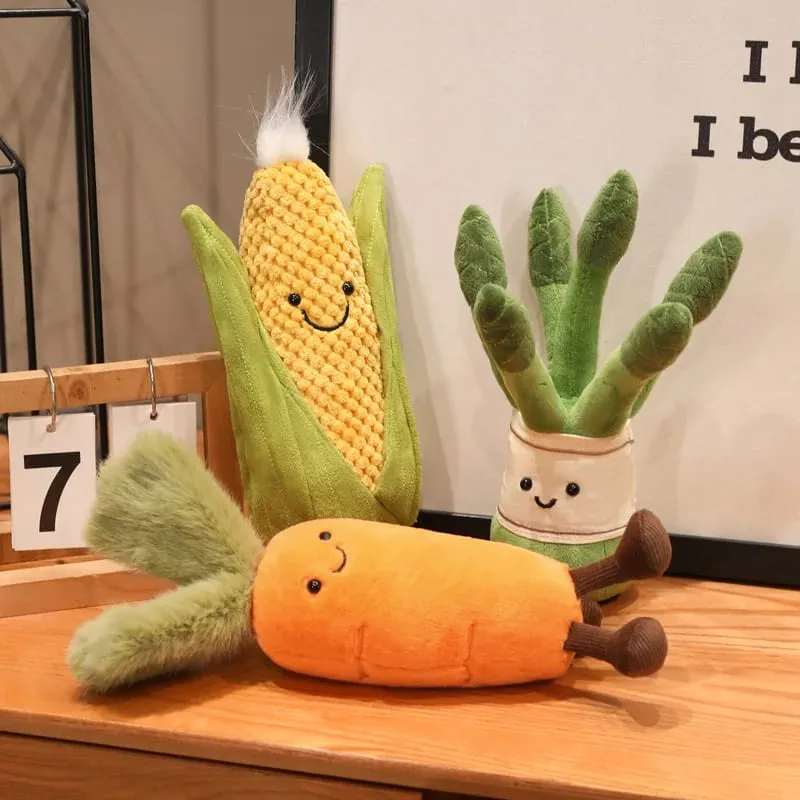 Stuffed Humanoid Vegetable Plush Pillow Smiling Corn Carrot Asparagus Doll with Legs Decor Prop Gift — image 2