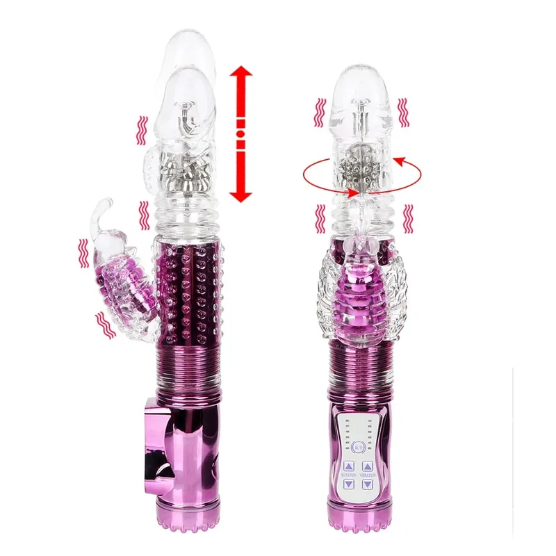 Automatic Stretch Rotate Vibrators For Women Clitoris Stimulator Vaginal Anal Plug Fake Dildos Female Masturbator Sex Toys Adult
