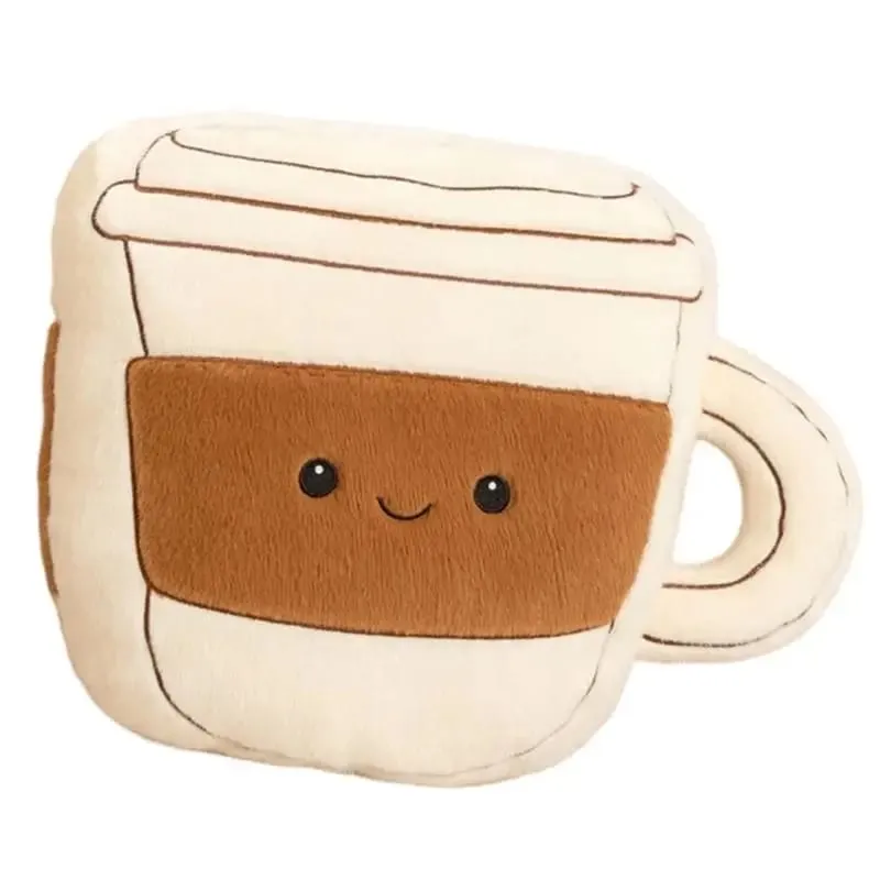 U13F Coffee Bean Plush Doll Soft Short Plush Pillow with PP Cotton Filled Decorative Throw Pillow for Bedroom Couch Desk