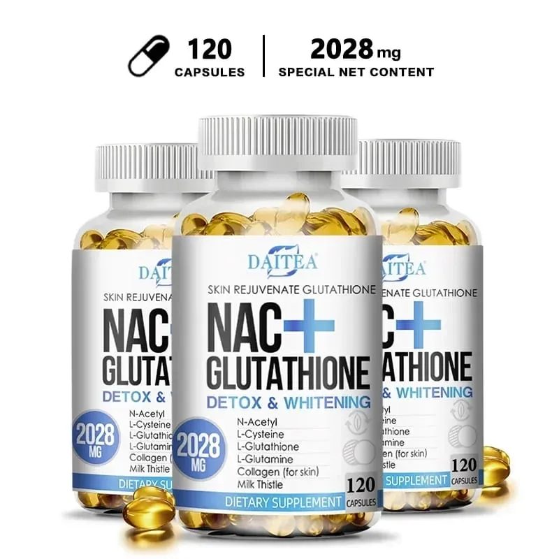 Daitea NAC Supplement - Milk Thistle Glutathione Collagen Capsules - Skin Health & Vitality Detoxification Immune Support