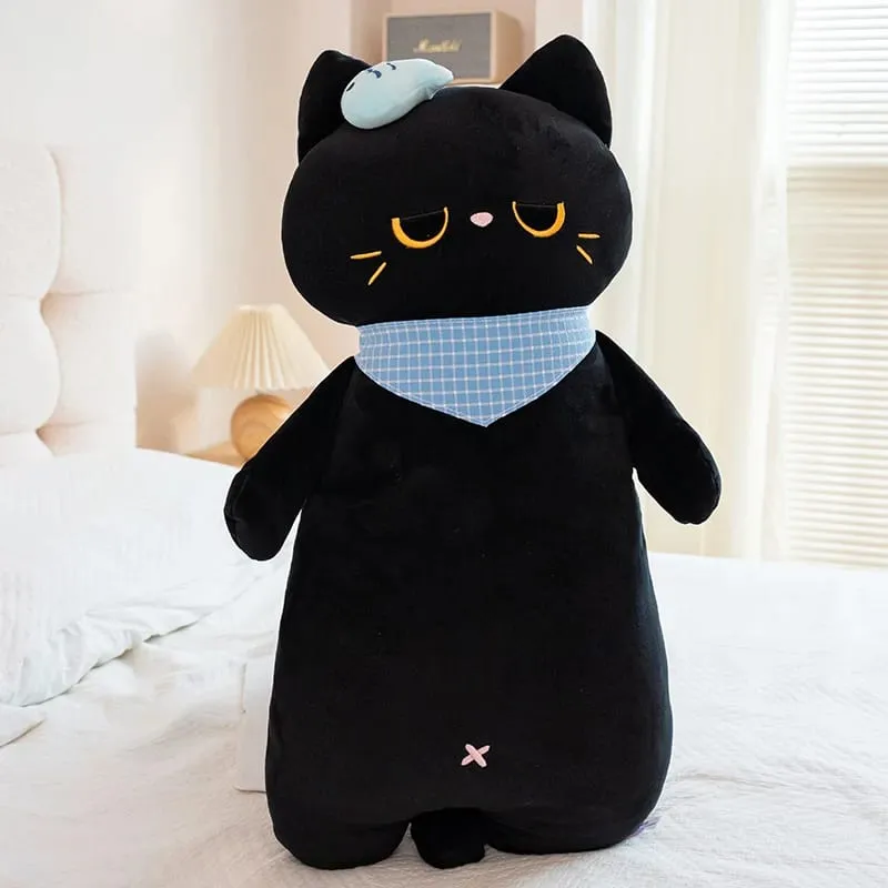 58cm Cute Sweet Dream Good Night Cat Throw Pillow Three Flowers Siam Coal Briquette Cat Doll Soft Stuffed Friend Gift — image 10