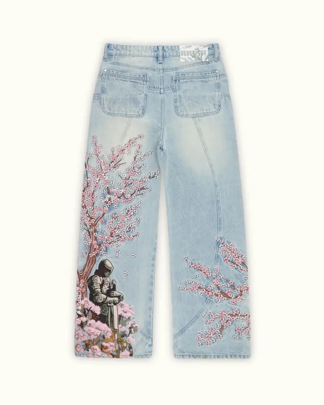 Y2K retro casual fashion high street pattern men's jeans floral tiger pattern loose high waist wide leg casual women's jeans — image 12