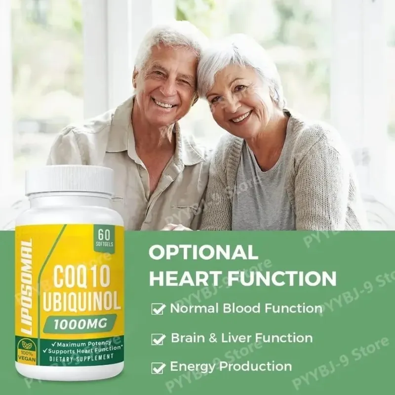 CoQ10 Ubiquinol 1000MgมังสวิรัติSoftgels 60 Ct LiposomalการดูดซึมสูงCoenzyme Q10สำหรับหัวใจEnergyสารต้านอนุมูลอิสระทุกวันสนับสนุน