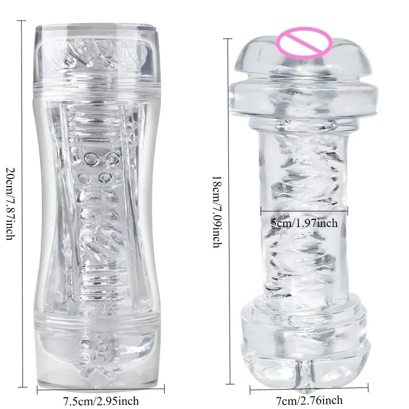 Male 3D Manual Masturbator Transparent Vagina Soft Pussy Sex Toys Realistic Adult Endurance Exercise Sex Toy Pocket Cup for Men — image 6