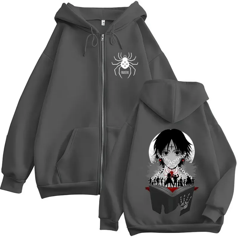 Anime Hunter X Hunter Chrollo Lucilfer Graphic Zipper Hoodies Men Women Clothing Oversized Zip Up Hooded Sweatshirts Streetwear — image 5