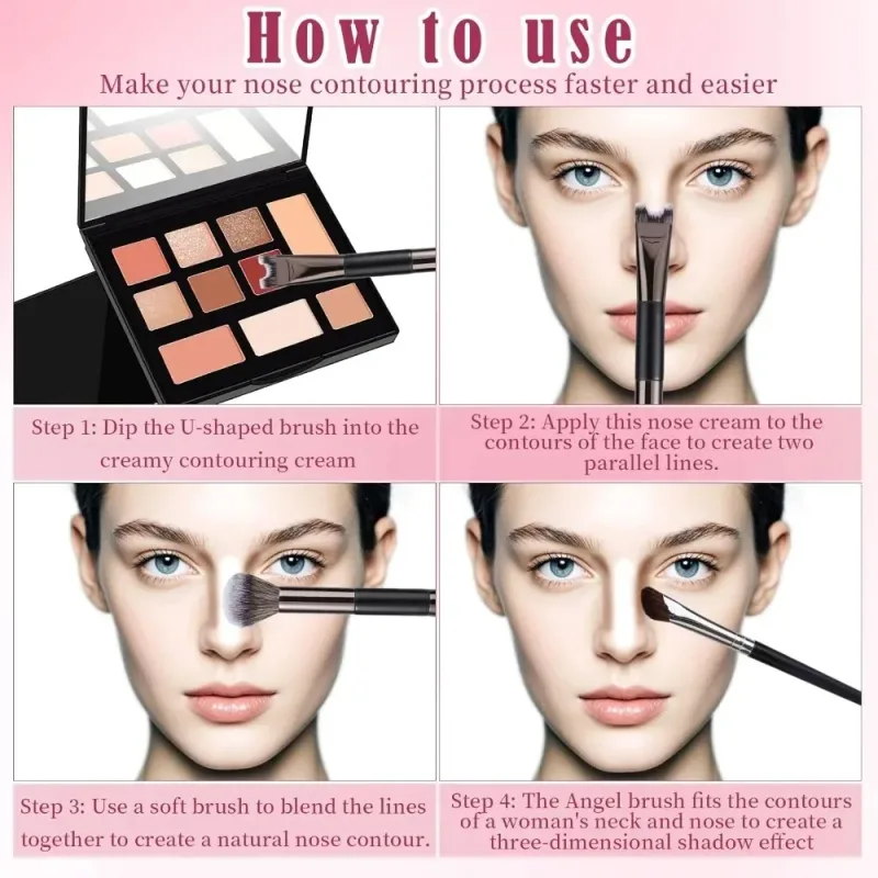 Professional 3/1Pcs Nose Contour Brushes 2 in 1 Makeup Brushes Set Dual Head Powder Blush Eyeshadow Contour Brush Beauty Tools — image 5