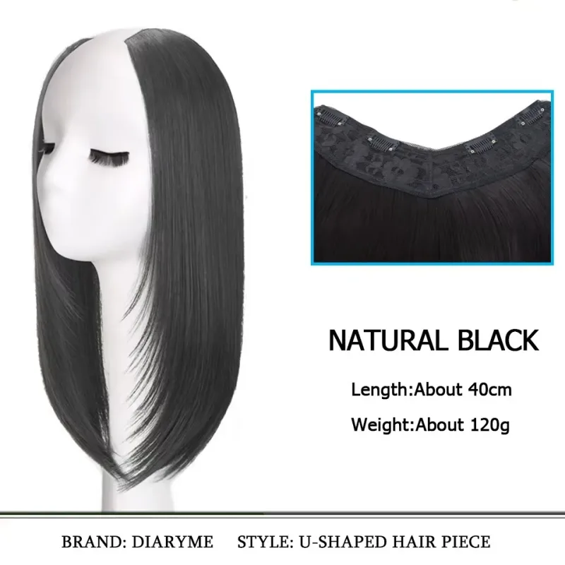 Synthetic Hair Pieces Invisible Clip In Hair Pad High Hair Pieces In Hair Extension Fluffy Synthetic Natural Wig For Women