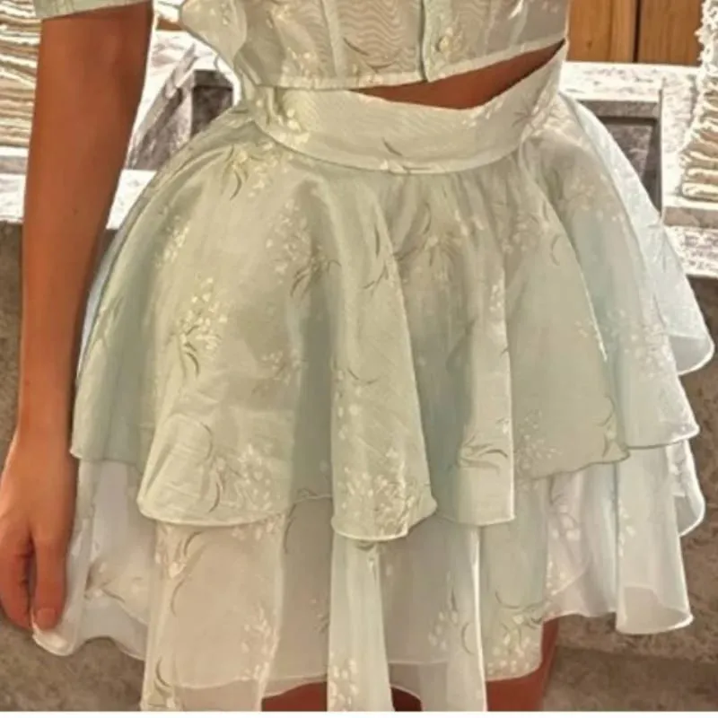 Floral Print Side Split V-Neck Mini Dresses Slim Fitwaist Cinching Puff Sleeve 2026 Summer Elegant Women Party Sweet Vestidos — image 16