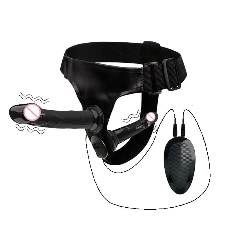 Vibrating Double Penetration Strap On Dildo Harness Adjustable Belt Dual Ended Anal Plug Sex Toy for Couples Remote Control A — image 9