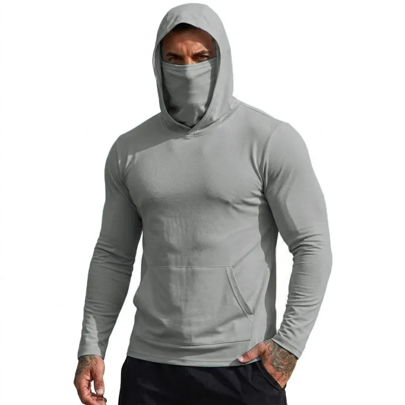 Mens Sun Protection Hooded Tee Quick Dry Long Sleeve Sweatshirt Lightweight Performance Top for Hiking Outdoor Sun Wear Tops — image 11