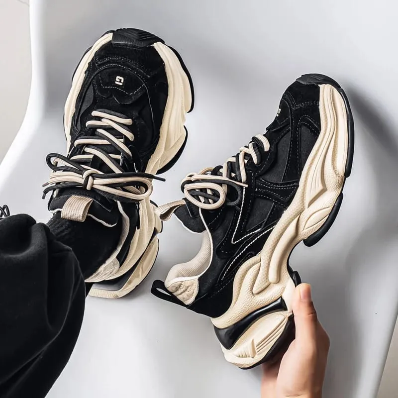Lacing up Men's and Women's Couple Sport Shoes 2026 Thick Sole Luxury Design Casual Retro Dirty Casual Sneakers Breathable Upper — image 5