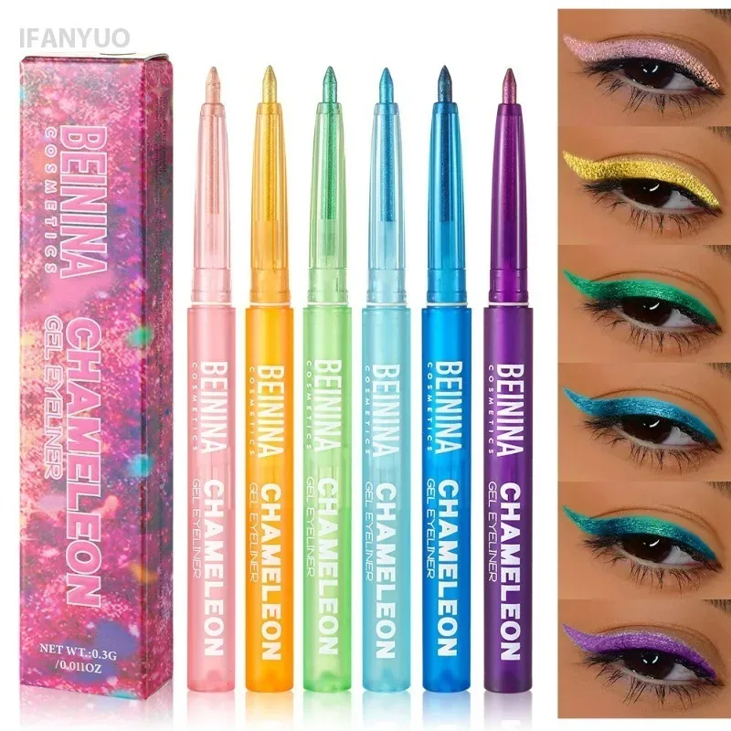 Metallic Chameleon Gold Eyeliner Gel Pen Pearlescent Polarized Glitter Green Inner Eye Liner Shiny Multicolor Soft Eyes Pigment — image 4