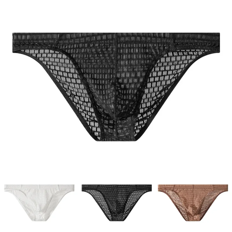 Men's Breathable See Through Underwear Briefs With Low-Waist Design And U Convex Pouch For Support And Comfort