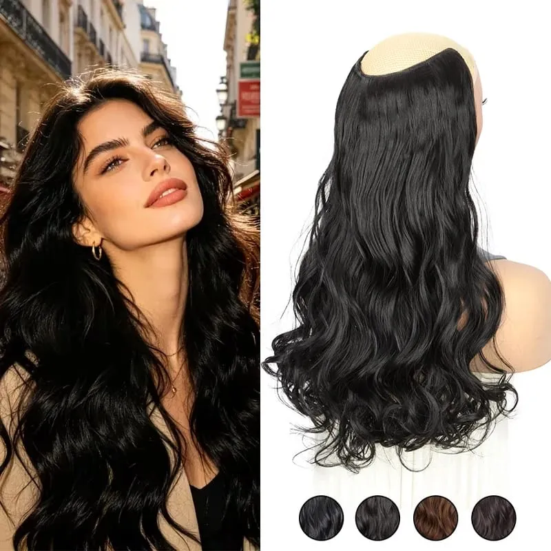 24Inch Synthetic Long Curly Clip on Hair Extension Heat-Resistant Fibers Volume Natural Invisible Hairpiece for Women Daily Use — image 1