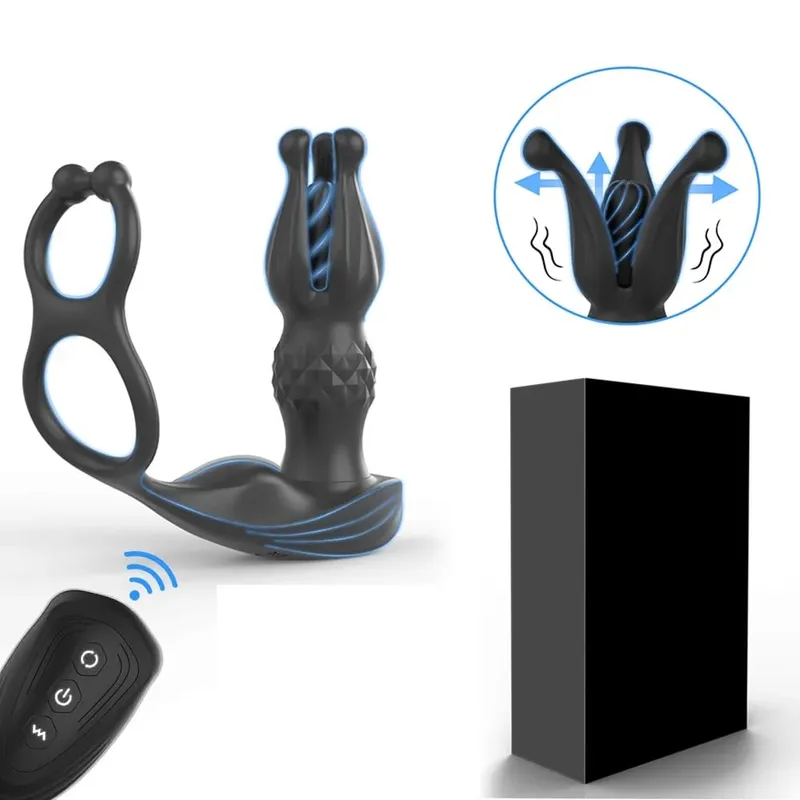 Remote Control Prostate Massager Anal Vibrator Male Sex Toys for Men Anal Plug 9 Tension Shock Flapping Thrusting Vibrating Plug