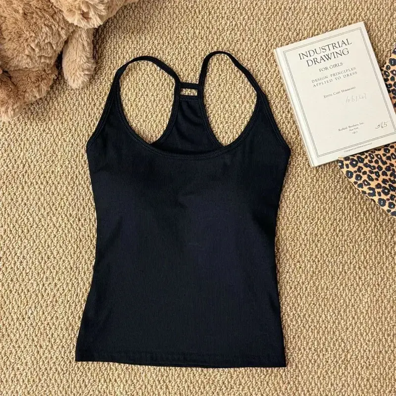 Casual U Neck Summer Tank Tops Sleeveless With Pad Fitted Tops Camisoles Slim Vest Corset for Women