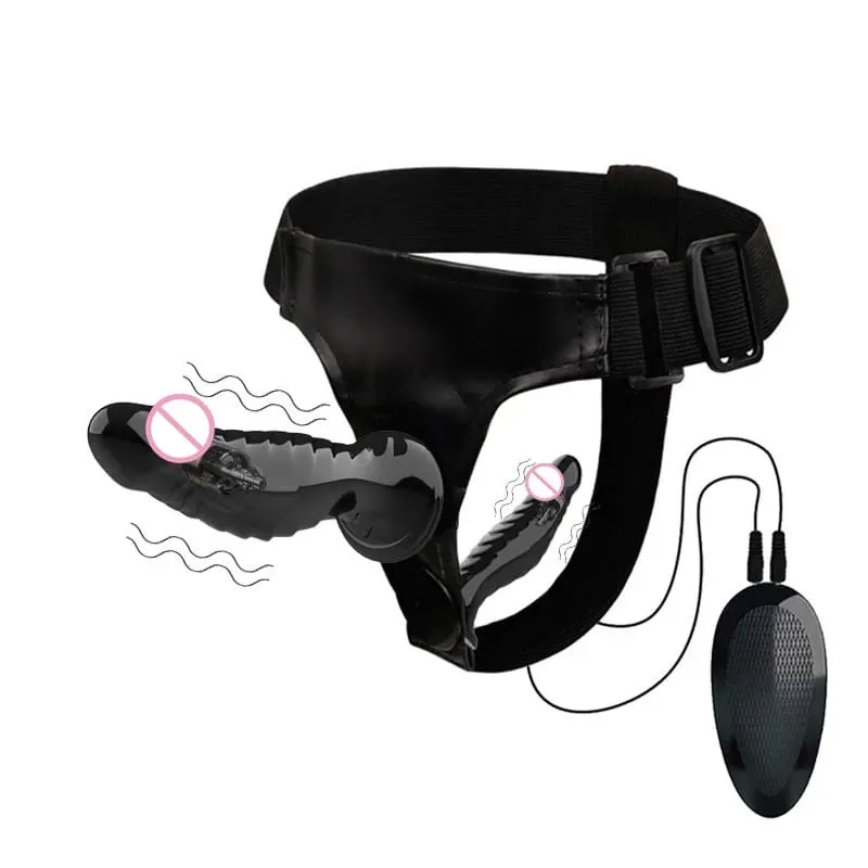 Vibrating Double Penetration Strap On Dildo Harness Adjustable Belt Dual Ended Anal Plug Sex Toy for Couples Remote Control A — image 18