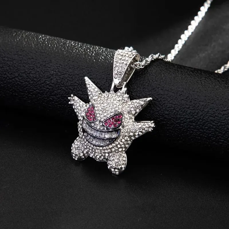 New Cartoon Pokemon Gengar Anime Figure Metal Necklace Decorative Necklace Hip Hop Necklace Jewelry Accessories Boys Gifts Toys — image 3