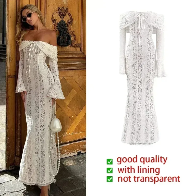 Suninheart Hvide aftenkjoler til arrangementer Røde Langærmede Blonde Elegante Festkjoler 2025 Kvinder Luksus bryllup gallakjole