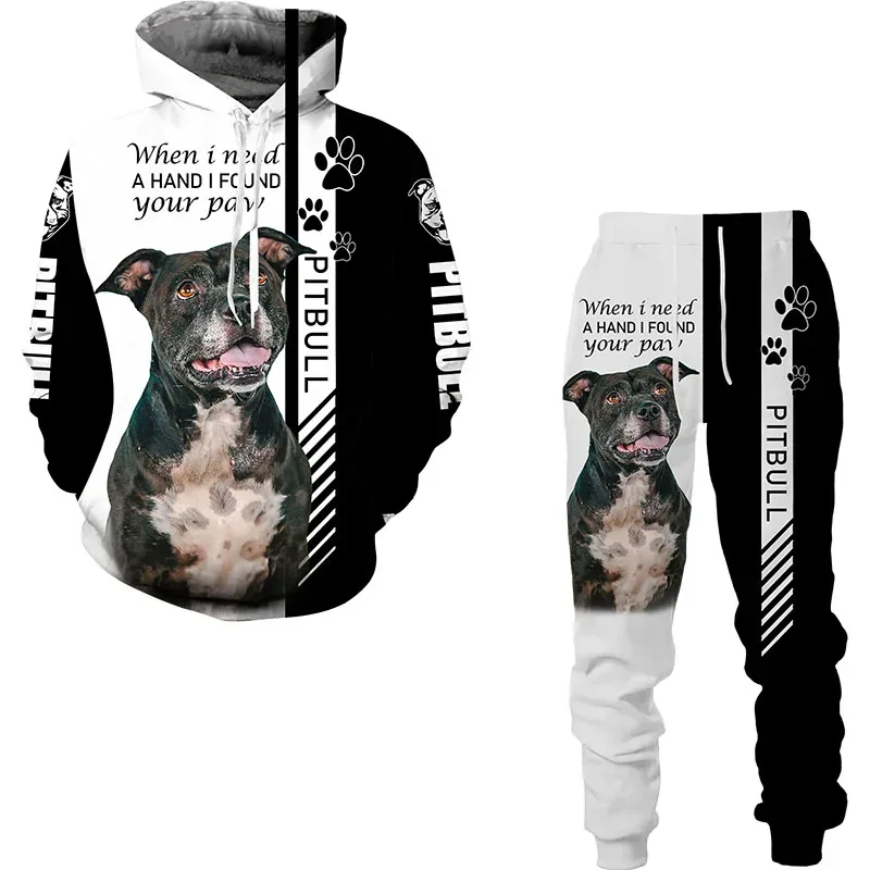 Funny Dog Animal 3D Printed Hoodie Suit Men Autumn Casual Sweatshirts Sweatpants Fashion Two Piece Tracksuit Set Men's Clothing