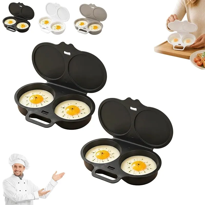 Pentola a vapore per microonde a doppia cavità Cuociuova Friggitrice in plastica per alimenti Stampo per cottura a vapore per uova Accessori da cucina Utensili da cucina