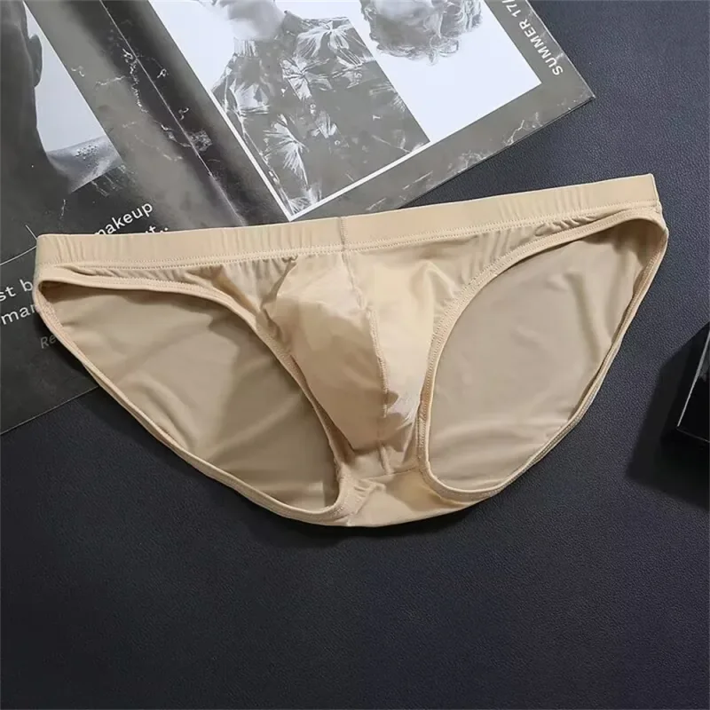 Plus Size M-4XL Man Ice Silk U Pouch Briefs Low Waist Translucent Nylon Underwear One-piece Sexy Ultra-thin Male Underpants — image 15