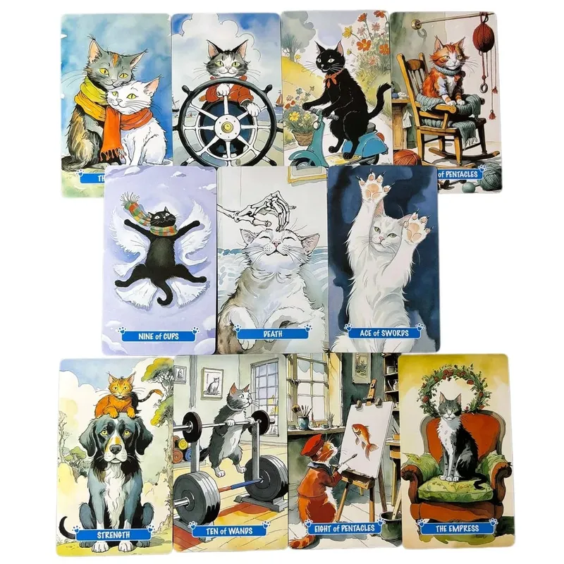 Mew Cruise Tarot Cards 78 Tarot Cards 10.3*6cm with Cute Cat Artwork Divination Board Game for Cat Lovers and Beginners — image 2