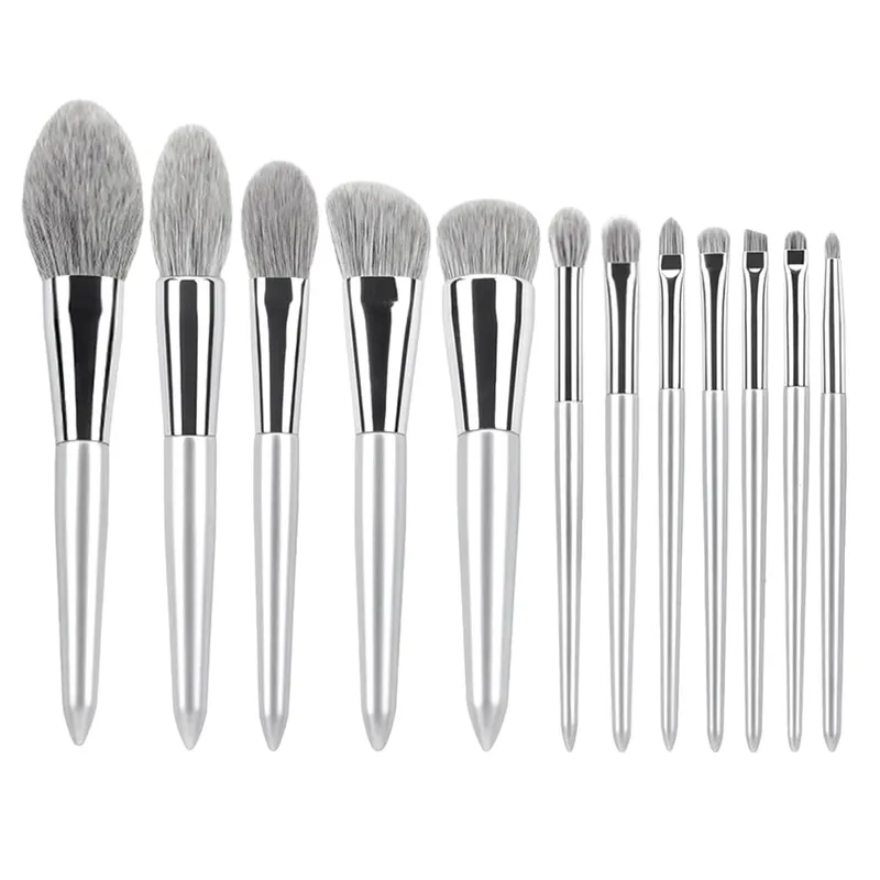 Kit Berus Mekap 12PCS Alat Mekap Bibir Bedak Asas Rambut Kambing Asli Asli Kontur Kening Pembayang Mata