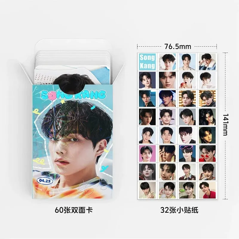 92Pcs/Set Song Kang Lomo Cards 60PCS HD Photo Cards + 32PCS Mini Stickers Korean Actor Photocards for Fans Collection — image 3