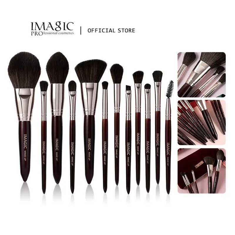 Ensemble de pinceaux de maquillage, 12 pièces/Kit, fard à paupières, poudre, Blush, surligneur, cheveux naturels synthétiques, outils de beauté cosmétiques professionnels — image 1