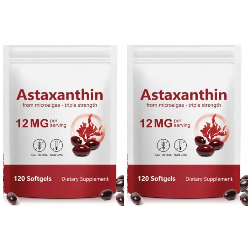 Astaxanthin softgels fra mikroalger fremmer kollagenproduktion Sojafri glutenfri ikke GMO Triple Strength 120 softgels — image 8