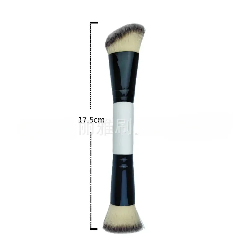 Double Head Makeup Brushes 2 In 1 Flat/Angled Foundation Concealer Contour Brush para sa Blending Loose Powder Liquid Cream