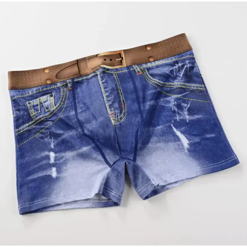 1PCS Men's underwear denim print cotton U-shaped design, breathable boxer, men's comfort cotton