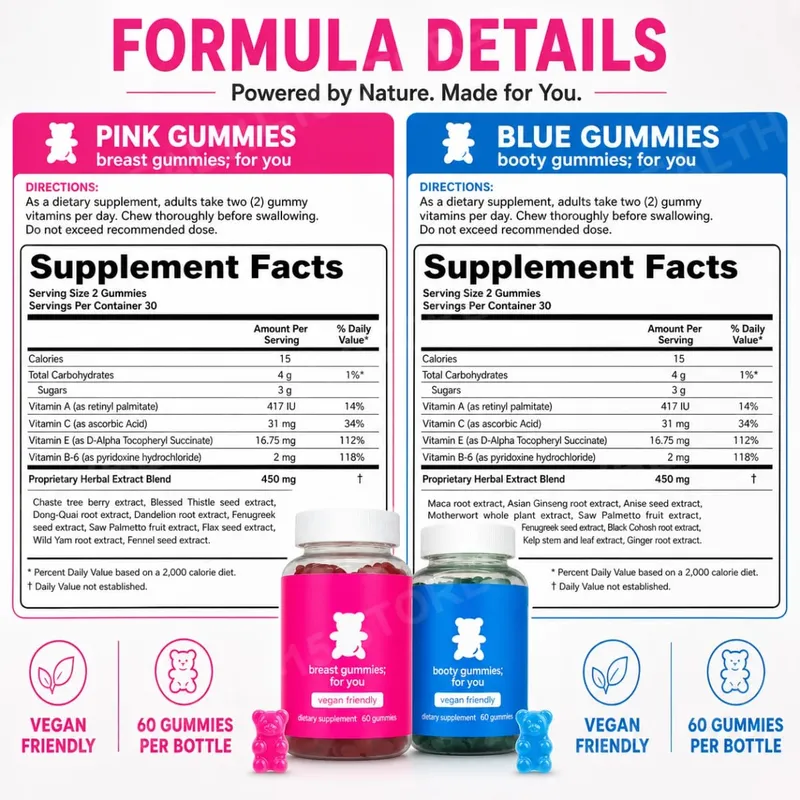 Top&Peach Support Combo Pack Multivitamin Gummies for Women Includes Herbal Extracts & Essential Vitamins Gluten Free 60 Count — image 3