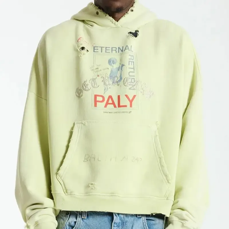 25FW Fashion Streetwear PALY Hoodies Men Woman Vintage Washed Do Old Print Damaged Hip Hop Loose Hooded Pullovers — image 20
