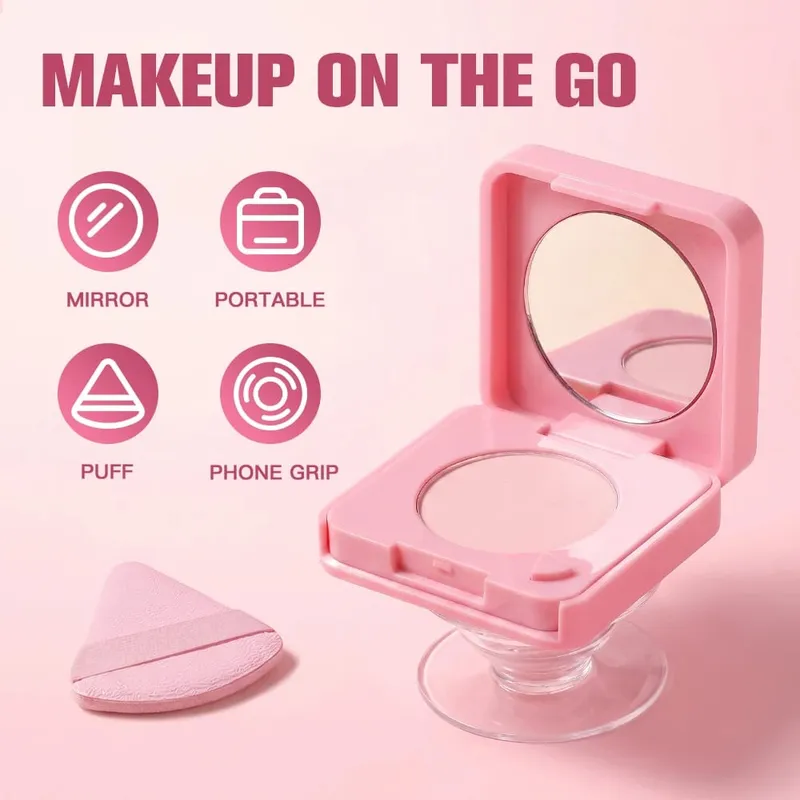 3 uds base en barra, polvo compacto para la cara con bolsa con cordón de Navidad, cosmético facial mate de larga duración, regalo de Navidad — image 4