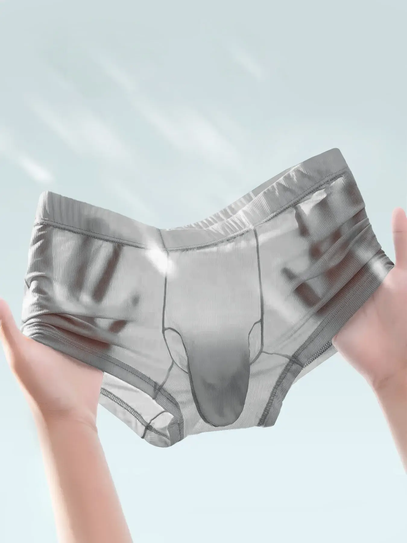Genomskinliga boxerbyxor Herr Sexiga underkläder Ultratunna kalsonger Se Through Ice Sidenbyxor Släta glansiga underkläder — image 13