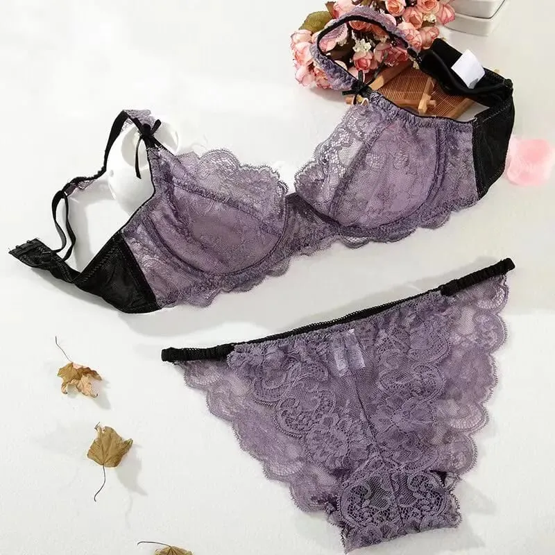 Lace Minimizer Bra Ultra Thin Sponge Free Wirefree Seamless Full Coverage Bust Push Up Comfort Lingerie Set BANERDANNI — image 1