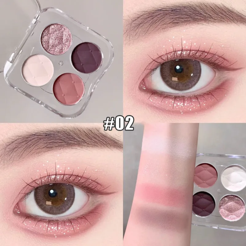 4 Color Eyeshadow Palette Shiny Peach Pink Eye Shadow Matte Milk Tea Eyes Makeup Palette Waterproof Glitter Shimmer Eye Cosmetic — image 8