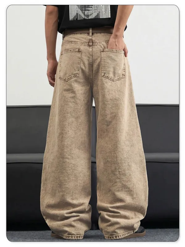 Men's Stir Fried Snowflake Baggy Wide Leg Jeans Simple Affordable Luxury Denim Pants Suitable for Work and Casual Wear — image 7