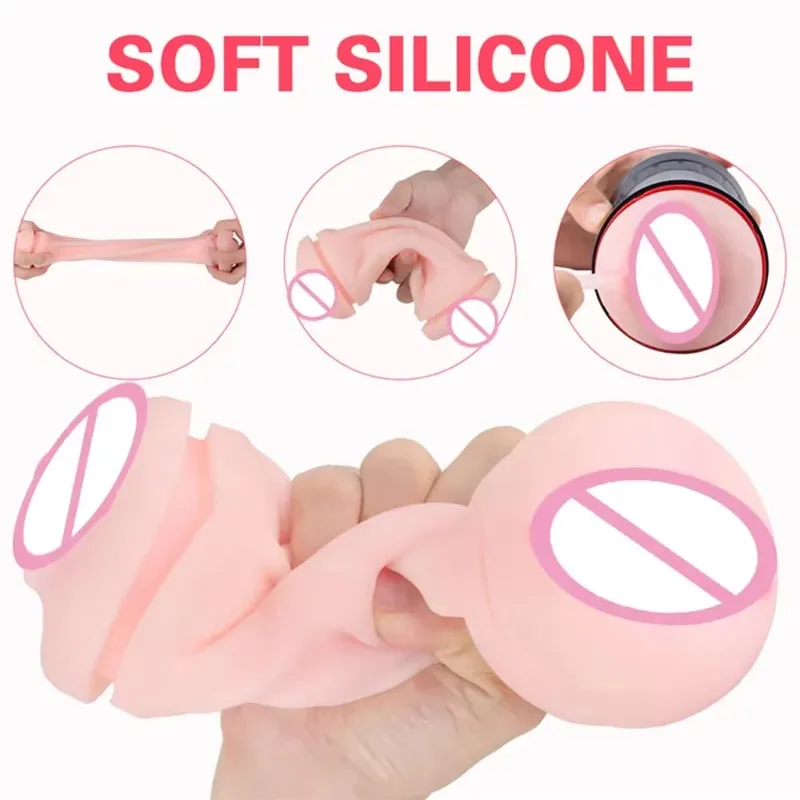 Male Masturbator Cup Wholesale Realistic Textured Pocket Pussy Double End Vagina Oral Sex Stroker