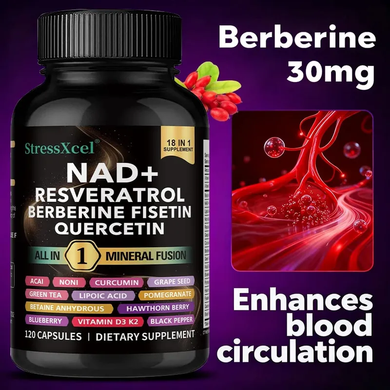 NAD+ Supplement with Resveratrol & Quercetin - Boost NAD+ Levels Energy & Anti-Aging Support - Vegan 120 Softgels