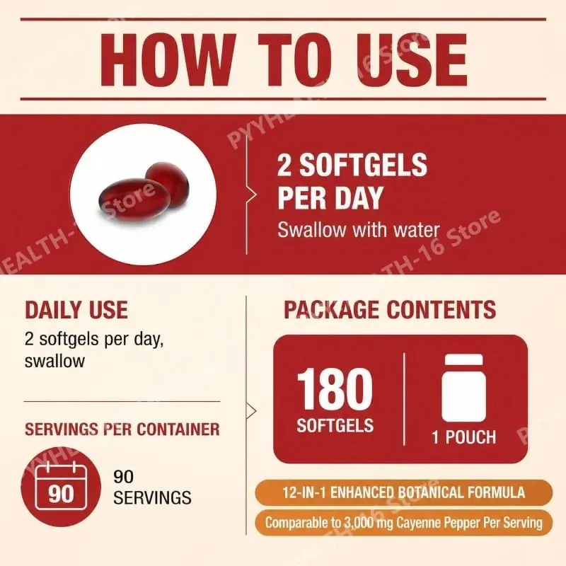 Docteat Pepper Cayenne 12-in-1 Softgels Immune Health and Bone Support with Berberine and Black Pepper Extract 180 Softgels