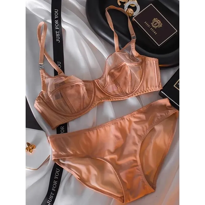 Sexy French Ultra Thin Lace Bra Panties Set Big Breast Minimizer Push‑Up Anti Sagging Women Fashion Lingerie Brassiere Underwear — image 5