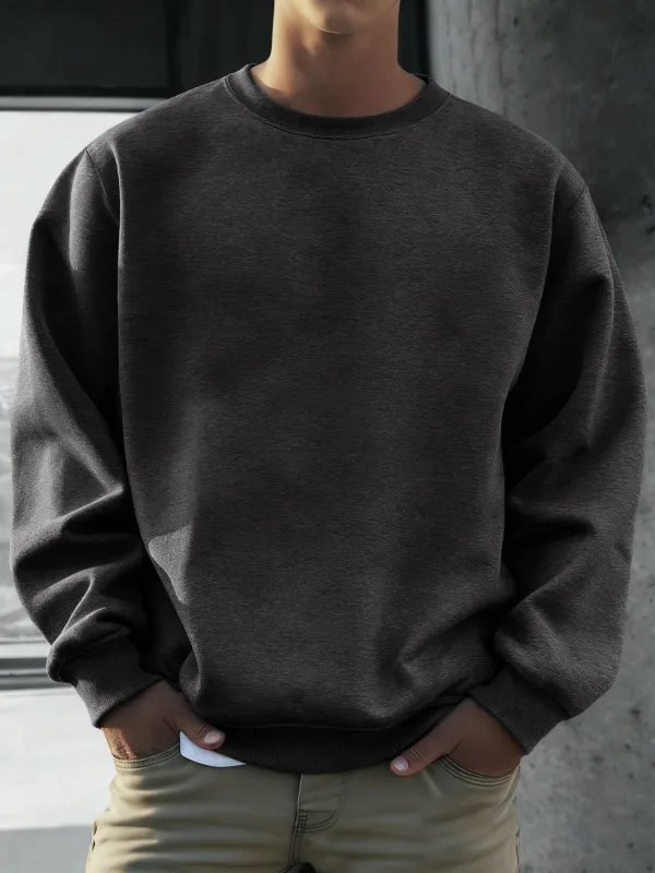 Solid Soft Pullovers Street Autumn Comfy Fleece Hoodies Office Jogging Loose Sweatshirts Casual Basics Daily Streetwear Of Men — image 4