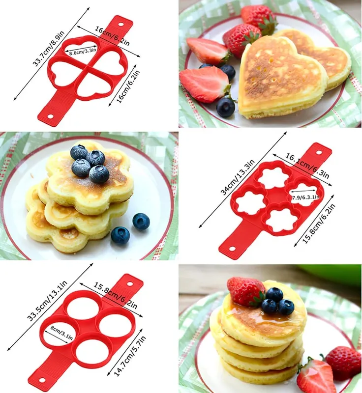 Egg Pancake Ring Nonstick Pancake Maker Mold Silicone Egg Cooker Fried Egg Shaper Omelet Moulds for Kitchen Baking Accessories