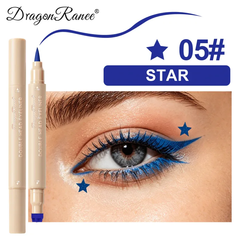 Colorful Liquid Stamp Eyeliner Red Star Heart Butterfly 2 in 1 Eye Liner Pencil Purple Pink Waterproof Eye Template Makeup Tool — image 10