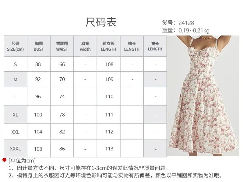 Women Summer Dress 2024 Fashion Floral Print Halter Sling V Neck Bra Sleeveless Gentle Woman mid-calf Dresses Vestidos GHH24128 — image 6